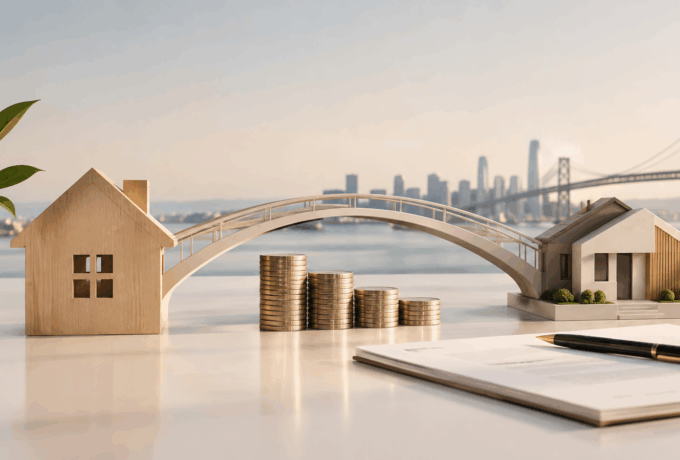 Bridge Loan Financing Lenders in California - create image real life (Asthetic). no text in it, and a unique, minimalist style, 3d, and in landscape