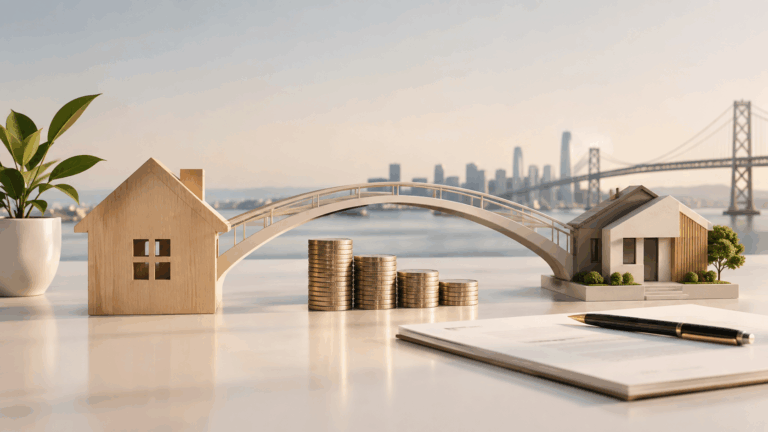 Bridge Loan Financing Lenders in California - create image real life (Asthetic). no text in it, and a unique, minimalist style, 3d, and in landscape